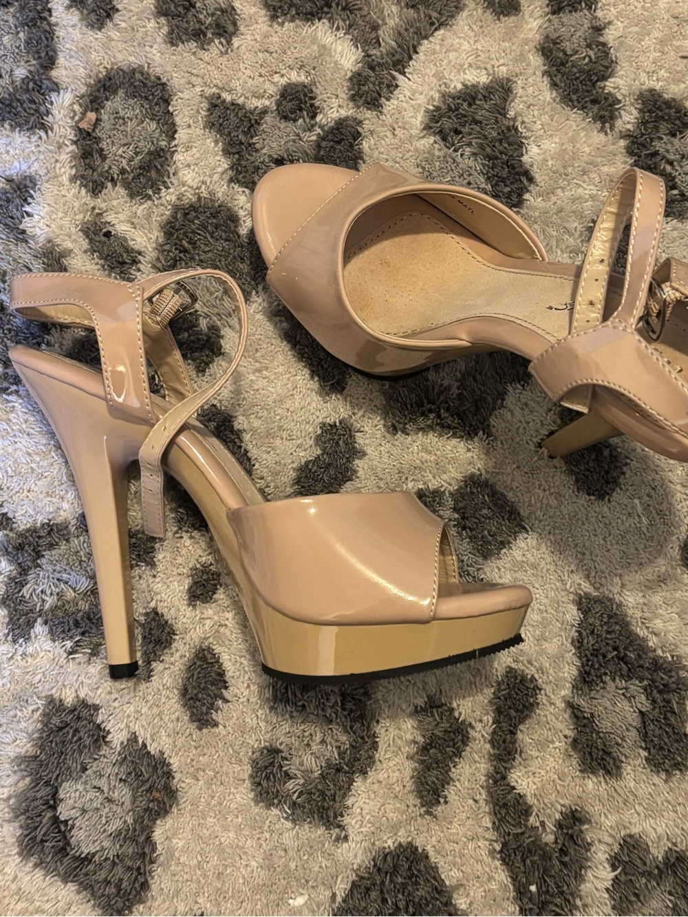Fabulous Nude Patent 5" Platform Strappy High Heel  - Women's 7